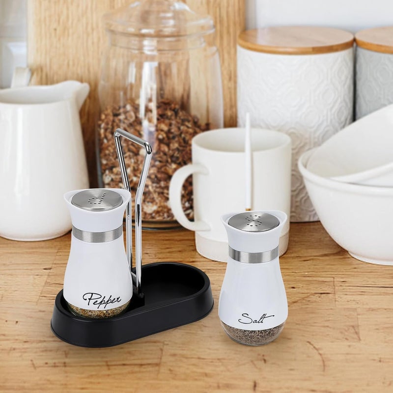 accmor Salt and Pepper Shakers Set with Holder, 4 oz Stainless Steel Salt Pepper Shaker Containers with Glass Bottom for Kitchen Cooking, BBQ, Bar, Table, RV, Camp - Image 5